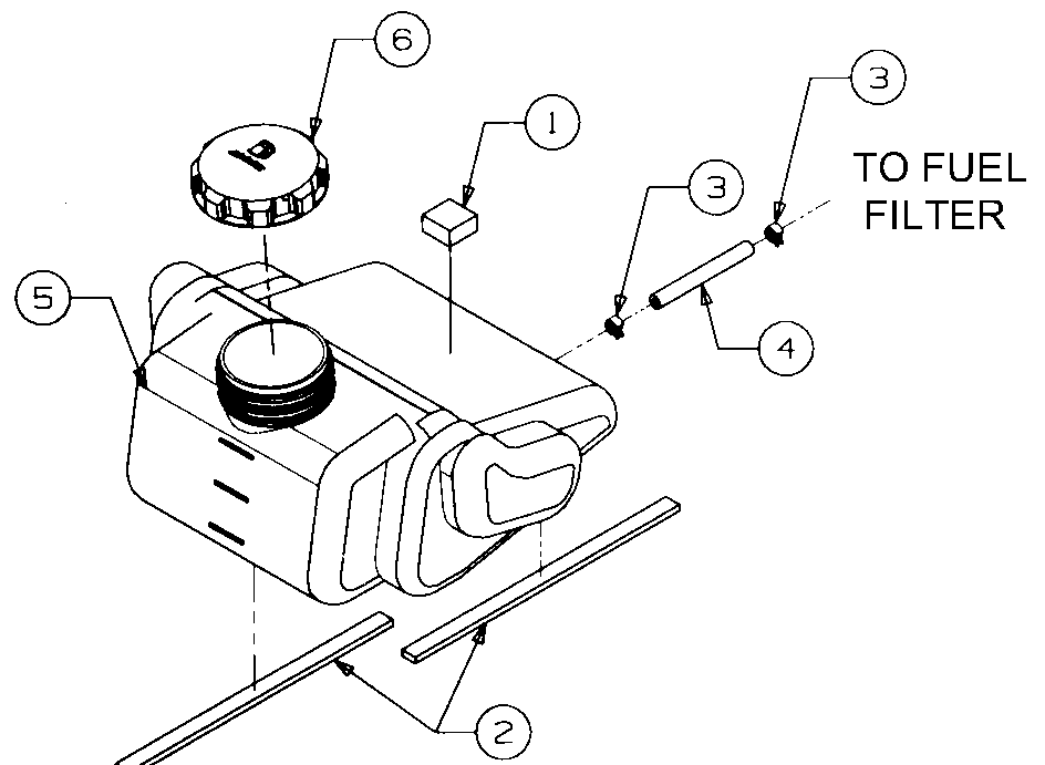 Fuel Tank Diagram and Parts List for LT2180 13A254G710-13A254G712 Cub Cadet Lawn Tractor
